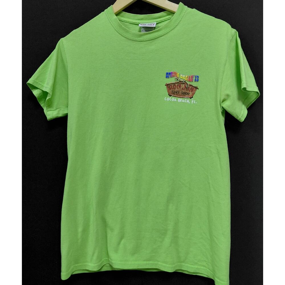 Ron Jon Surf Shop Spring Break '13 T-Shirt Green Graphic Print Knit Men Size S